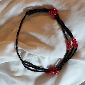 Triple Strand Choker Style Beaded Necklace